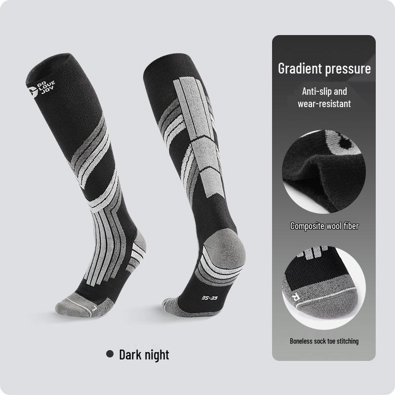 Unisex Winter Wool Ski Socks - Warm, Quick-Dry, Fleece-Lined, High-Top Compression for Outdoor Sports