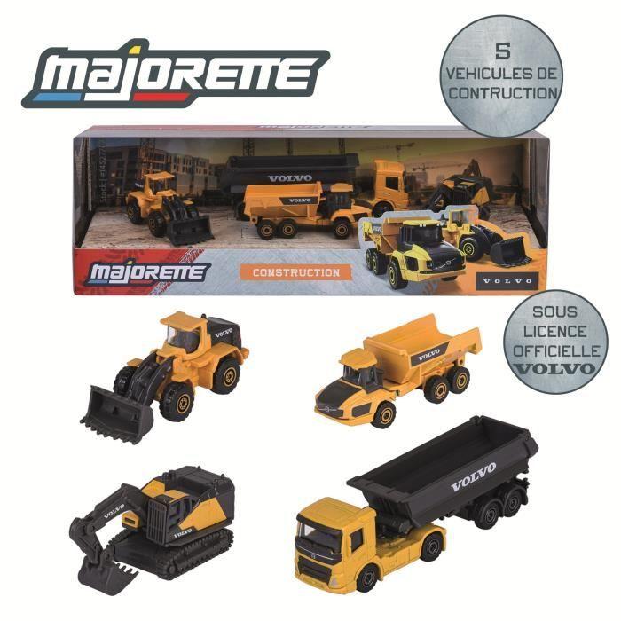Geschenkset 5 Baumaschinen - MAJORETTE - Lizenzierte Liebherr und Volvo - Bewegliche Teile - Maßstab 1/64 - Ab 3 Jahren
