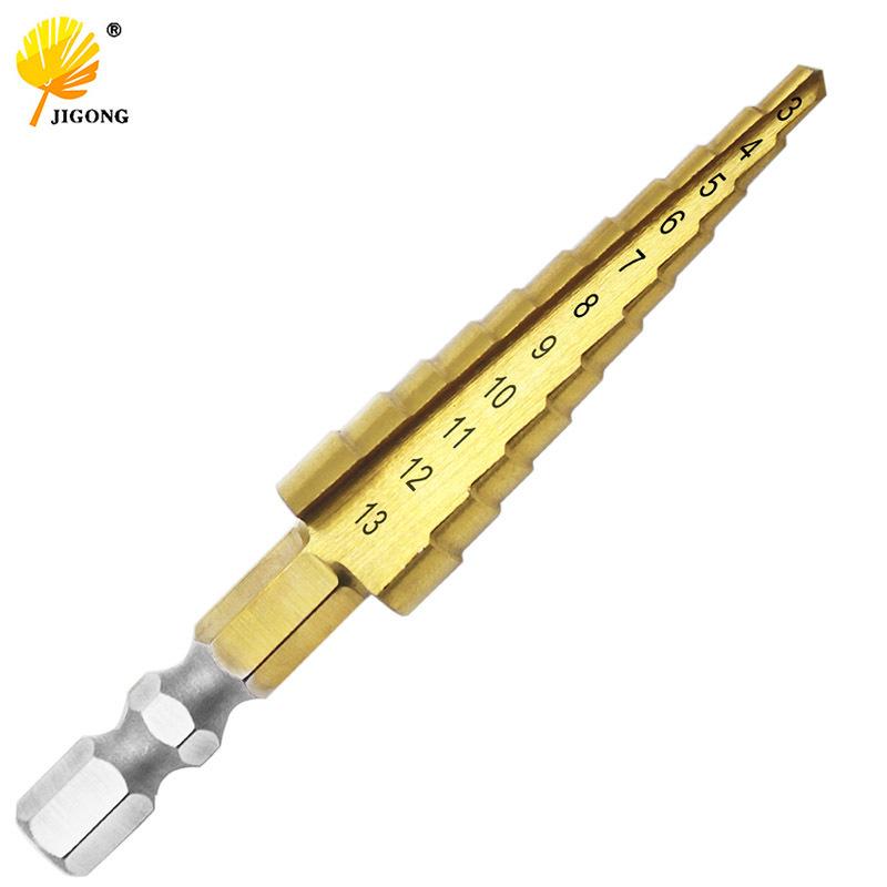 Hex Shank Step Drill Bit for Wood & Plastic, 3-13mm Hole Opener, Twist Drill Bit Reamer