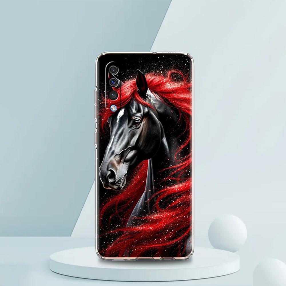 

Transparent Phone Case for Samsung Galaxy A16 A14 A12 A22 A24 A42 A02 A03S A06 A20 A30 A40 Soft TPU Cover Horse Animal Pattern Samsung A20