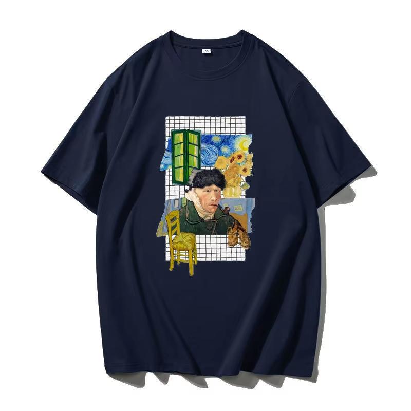 Self-portrait Funny Art To The Sun T-shirt Retro Vintage Men's and Women's Loose Cotton Short Sleeves Kawaii  Vintage Clothes