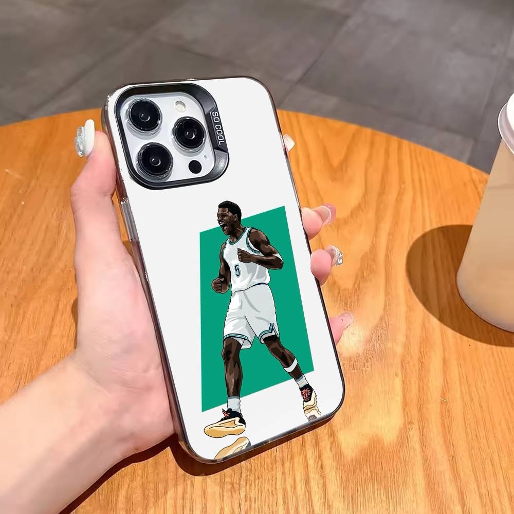 A-Anthony E-Edwards B-Basketball Phone Case For iPhone17,16,15,14,13,12,11,Pro,MAX Gray Matte Silicone Black Cover
