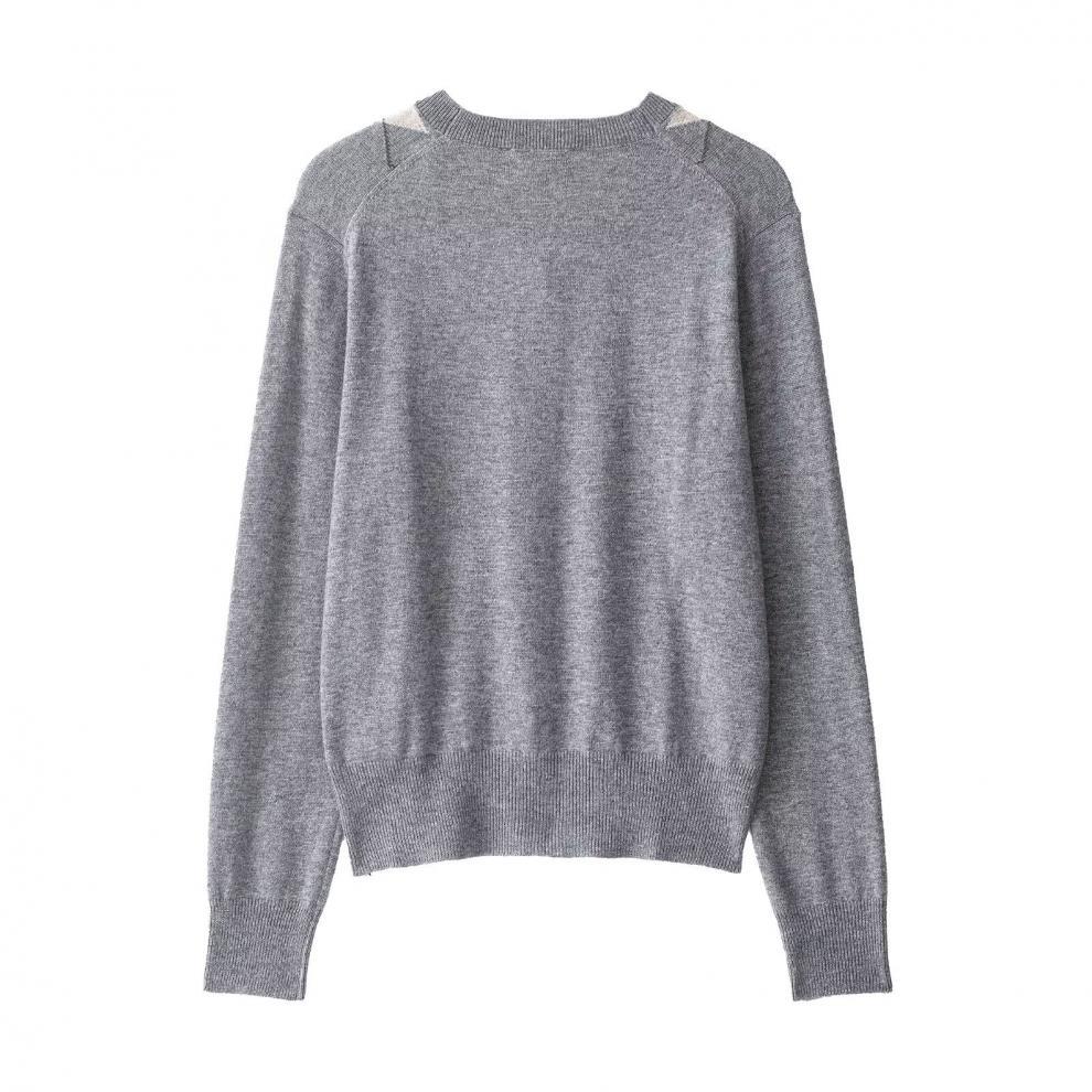 European and American style, new women's clothing, fashionable, versatile, cross-border French casual rhombus knitted sweater
