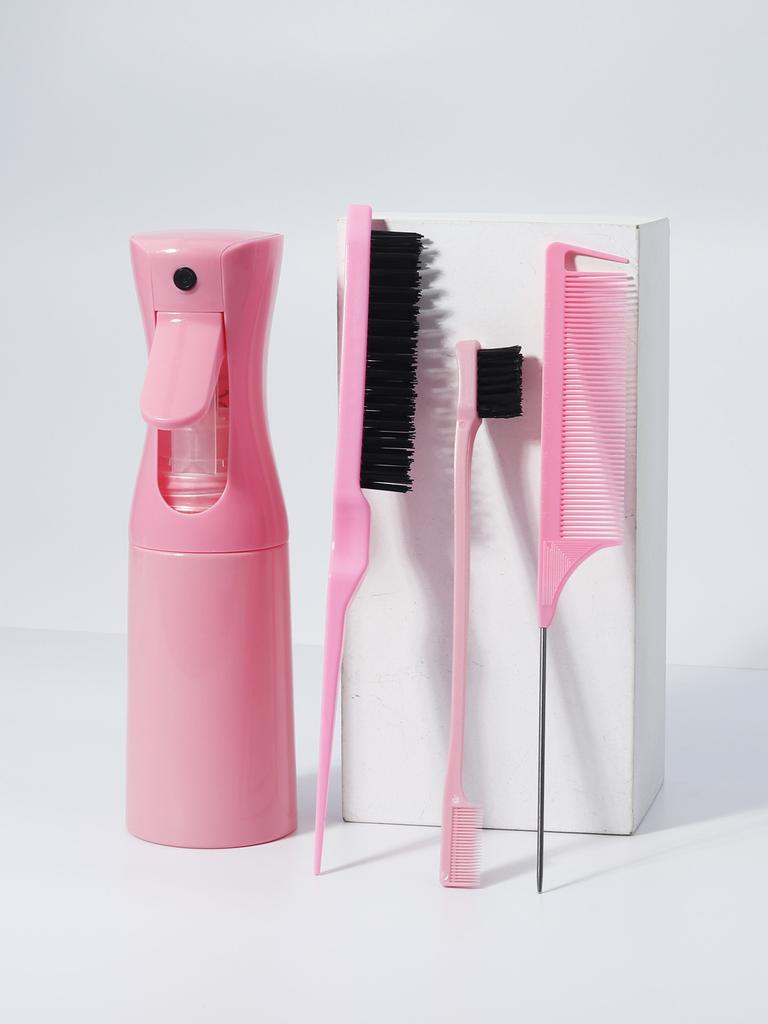 4-piece tip tail comb double-sided hair control brush and pressure spray bottle hairdressing tool set Special for real hair wigs