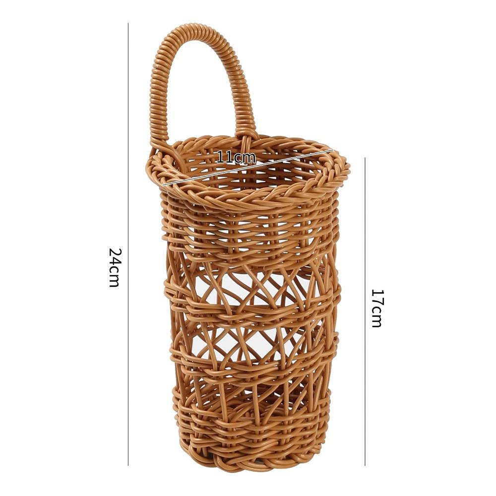 Hollow Hanging Basket Hanging Handle Wall Storage Basket New Faux Rattan Basket Kitchen Storage S
