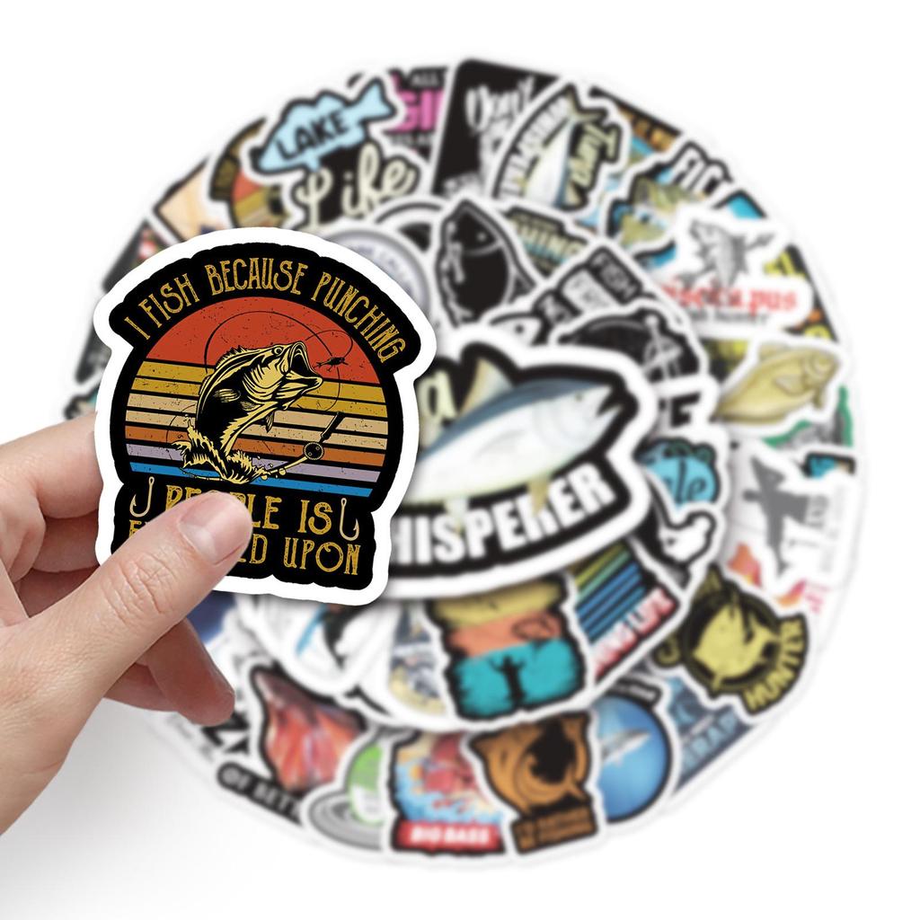52 Cartoon Fishing Trolley Stickers: Unique, Non-Repeating Designs for Personalized Gear Decoration