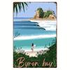 Vintage Surfing Wall Art Metal Sign  Frameless RustResistant Tin Painting of Byron Bay Coastal Scene   PreDrilled for Easy