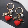 New Love Rose Pearl Pendant Keychain Girl Heart Sweet and Cute Backpack Jewelry Pendant Decoration