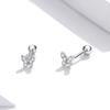 Rockyu Earrings for Small Butterfly for Both 925 Platinum Cubic Butterfly Christmas Women, Earrings, Ears, Silver, Finish, Zirconia, Cute, Motif,