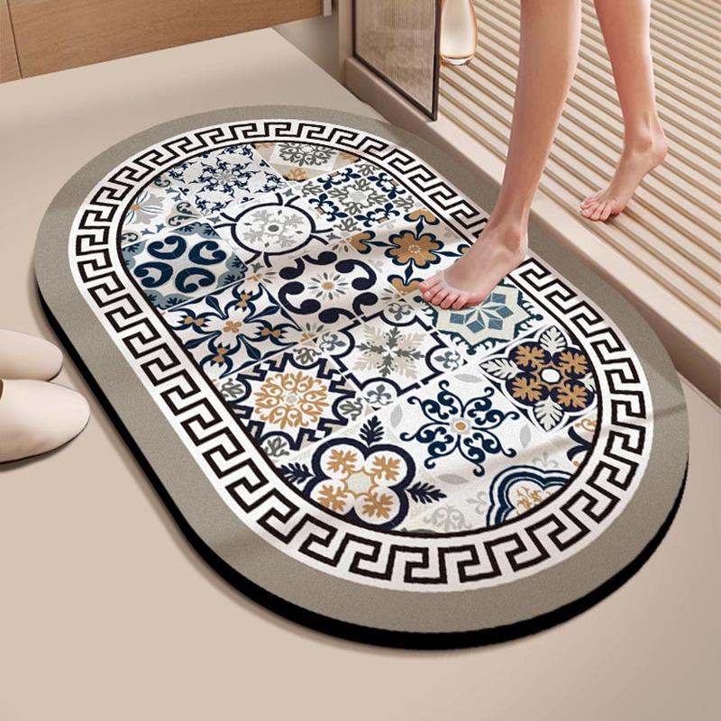 Anti-Slip Diatom Mud Bathroom Mat: Water-Absorbent, Stain-Resistant, Easy-Clean Floor Mat for Toilet Entrance