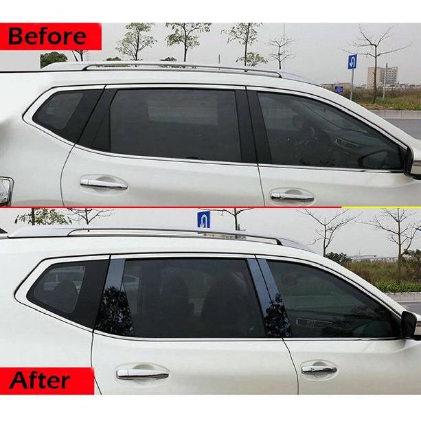 8 Stück Säulenverkleidungen Türfensterverkleidungen für Nissan Rogue 2014 2015 2016 2017 2018 2019 2020 Klavierlack Schwarz