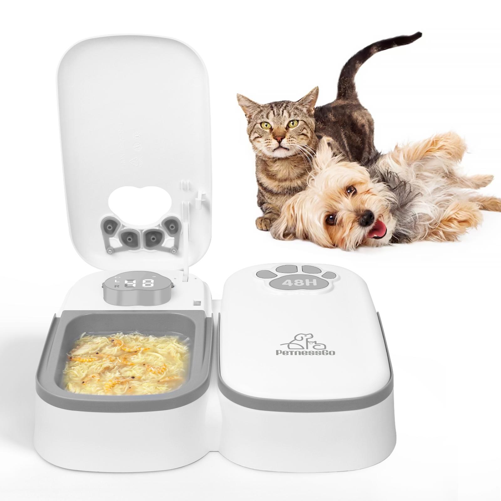 

Автоматическая кормушка PeTnessGO для кошек и собак с таймером, двойная миска 350 мл, контейнер для сухой и влажной пищи, аксессуары для домашних животных