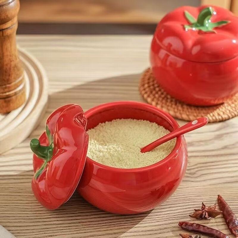 Tomato Shaped Ceramic Seasoning Jars
