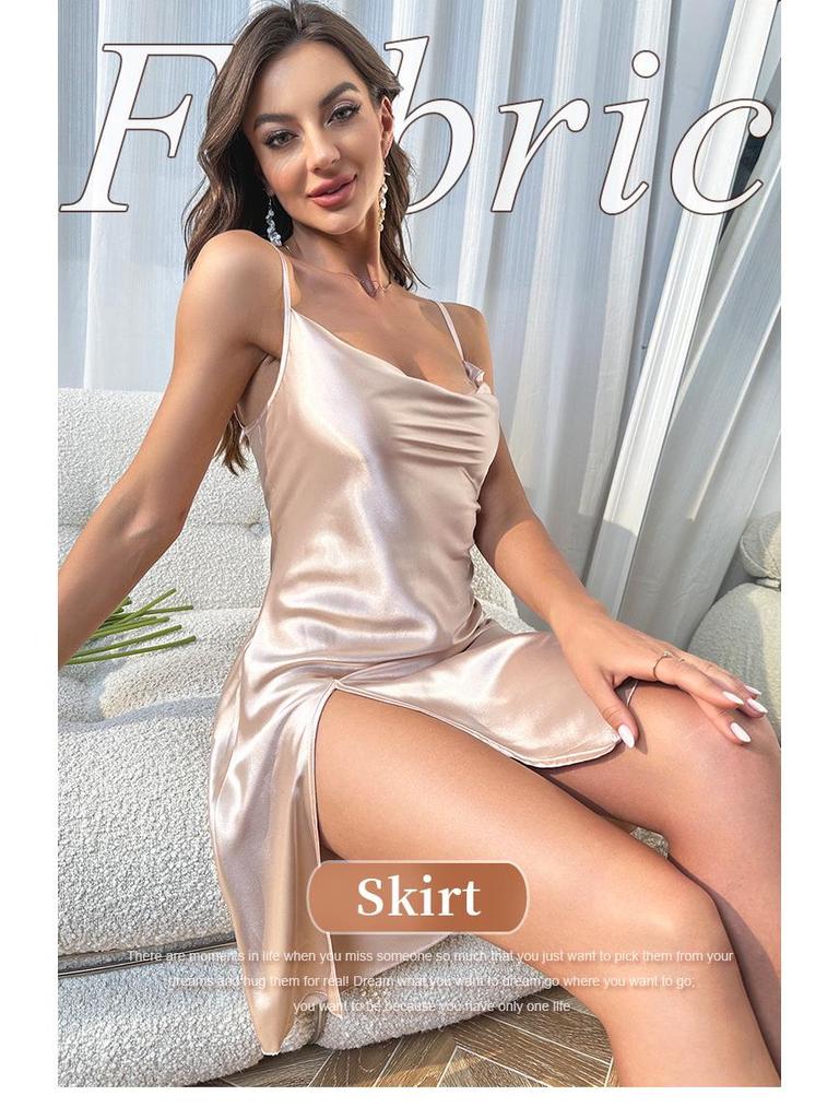 Silk Simulation Backless Slip Dress: Women's Sexy Summer Nightgown