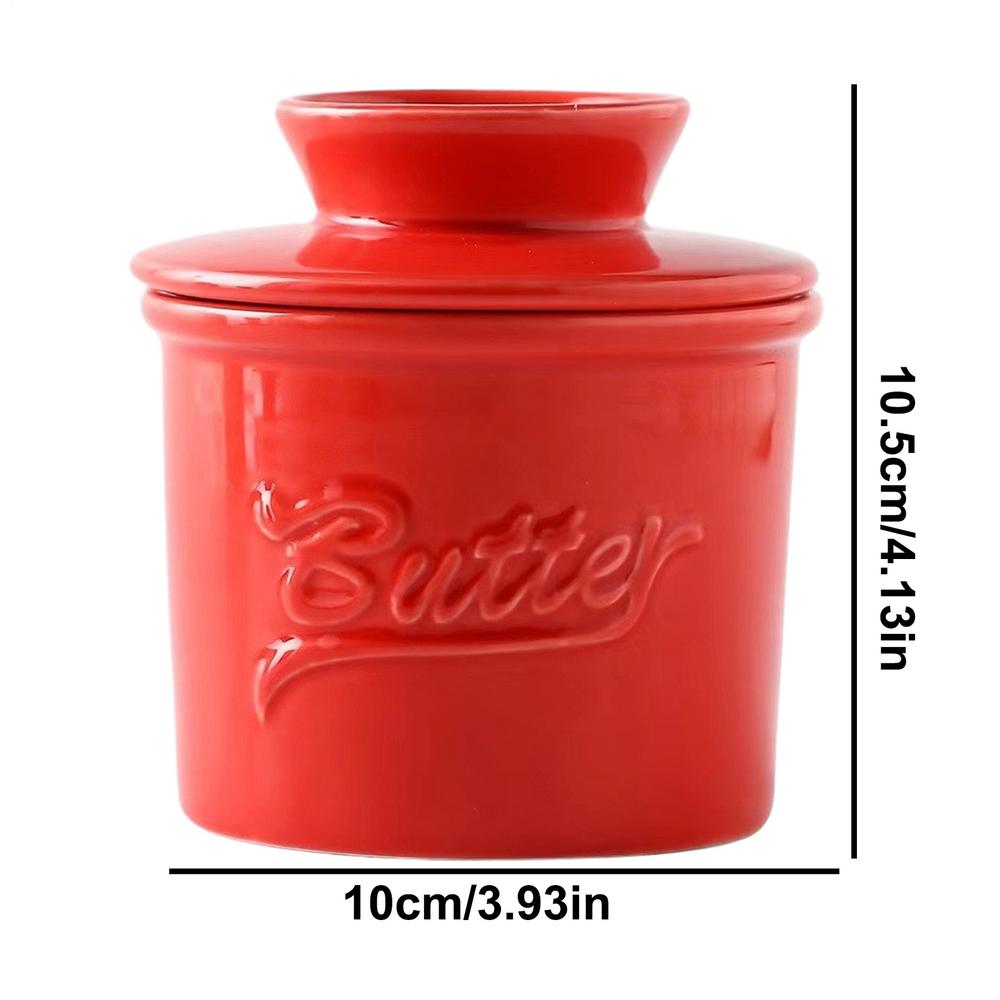 butter jar with lid Ceramic Butter Dish Handmade Big Capacity Butter Keeper Household use Cylindrical cheese butter Sealed can