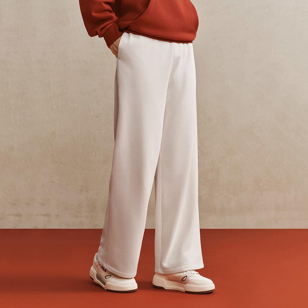FILA Original Classic Minimalist Fashion Retro Versatile Comfortable Loose Casual Pants Women bottoms Steam-White F51W619601FIV