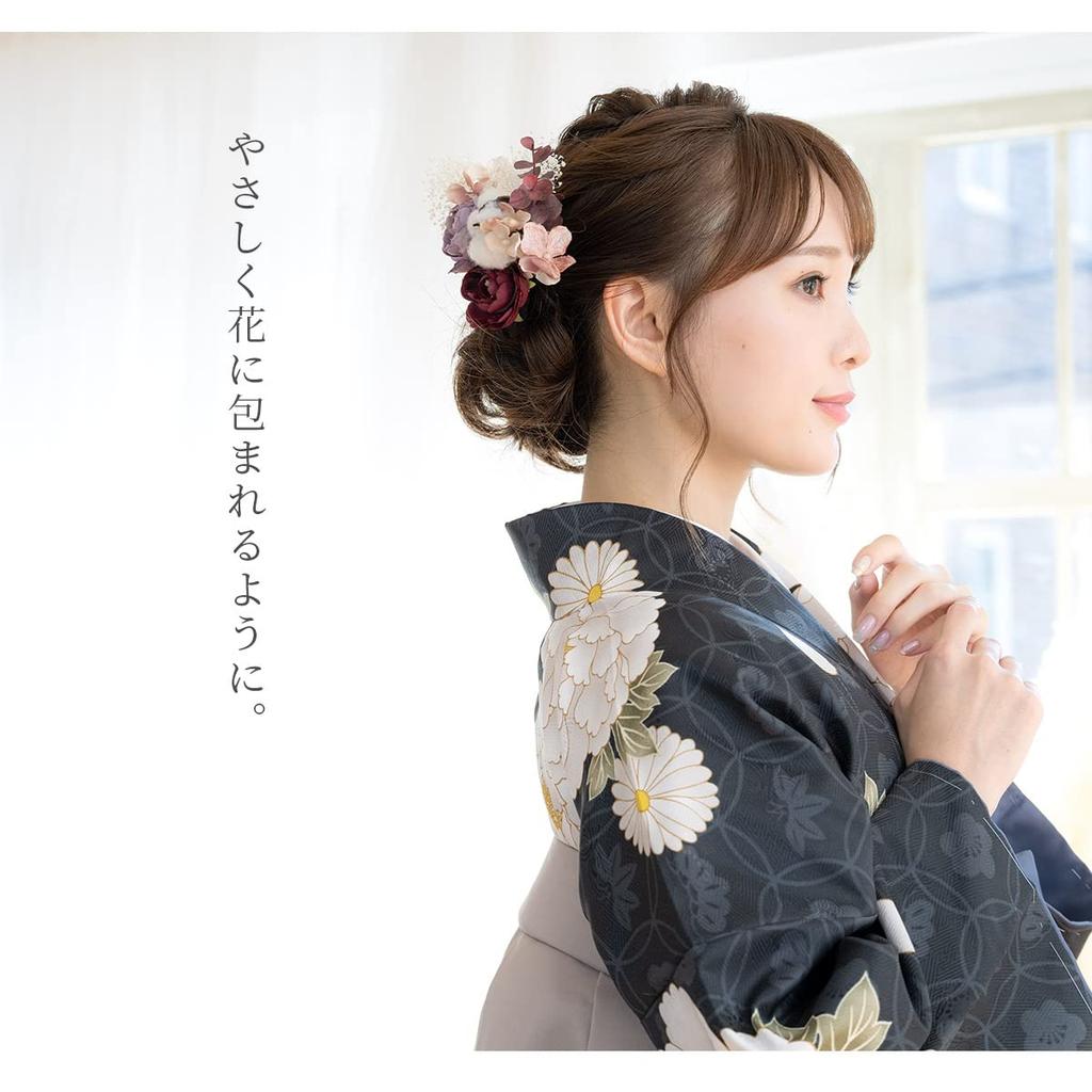 Soubien Ceremony Hair Dried Flower Breath Artificial Purple Coming-of-Age Ornament, Style, Baby's Flowers, 3-Piece Set, C, (sbn-kaz10009)