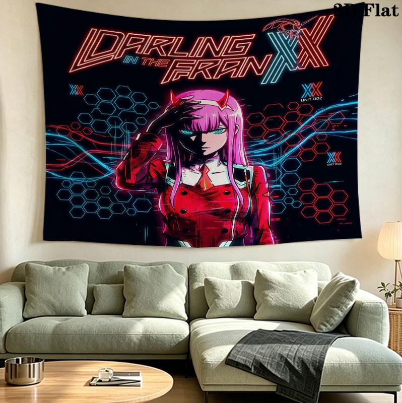 Franxx Wall Tapestry Aesthetic Wall Hanging Printed Fabric Blanket Decorative Tapestries For Bedroom Living Room Home Decor