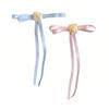 2Pcs Hairpin Satin Ribbon Bowknot Rose Flower Decor Hair Clip Firm Grip Low Ponytail Hairpin Daily Commuting Hair Accessory