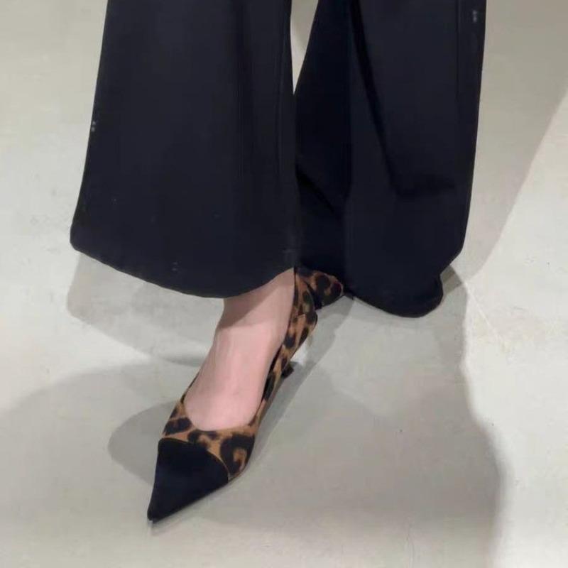 Fashion Sexy Leopard Women High Heels Shoes Pointed Toe Heeled Sandals Dress Party 2025 Summer New Brand Woman Pumps Zapatillas De Mujer