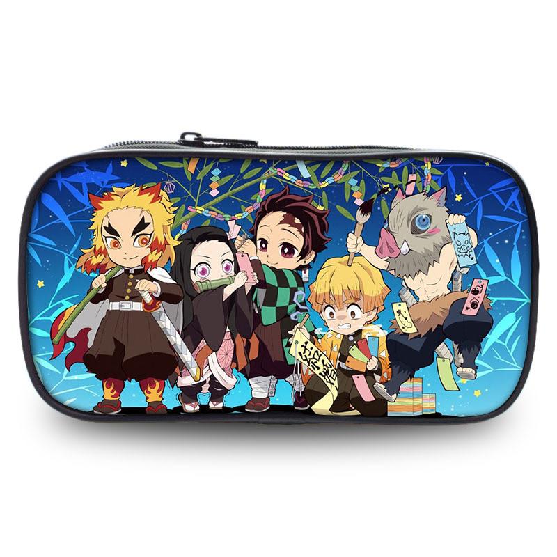 Cute Demon Slayer Pen Pouch Large Capacity Oxford Fabric Versatile Pencil Bag