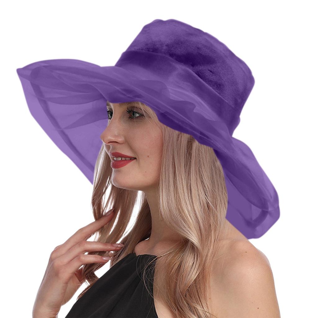 Women's Organza Wide Sun Hat Foldable UV Beach Hat
