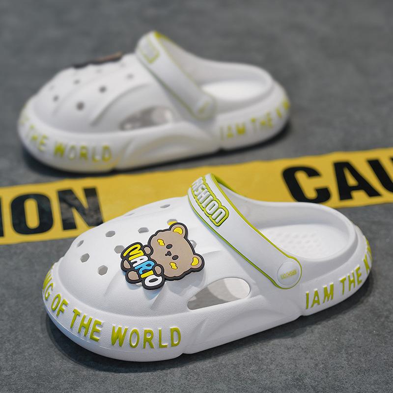 

Детские летние тапочки для мальчиков и девочек, крутые тапочки, детские шлепанцы с дырочками, детские садовые туфли для девочек 35 белый