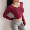 Sutiã esportivo sexy oculto feminino fitness manga comprida roupa íntima blusa push up yoga crop top corrida academia camisa inverno roupa esportiva