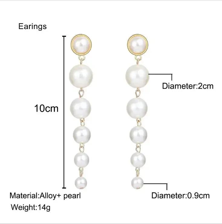 Summer Elegant Fashion Simple Tassle Long Dangle Wedding Party Gift Pearl Ball Jewelry Accessories for Women Creative Gifts