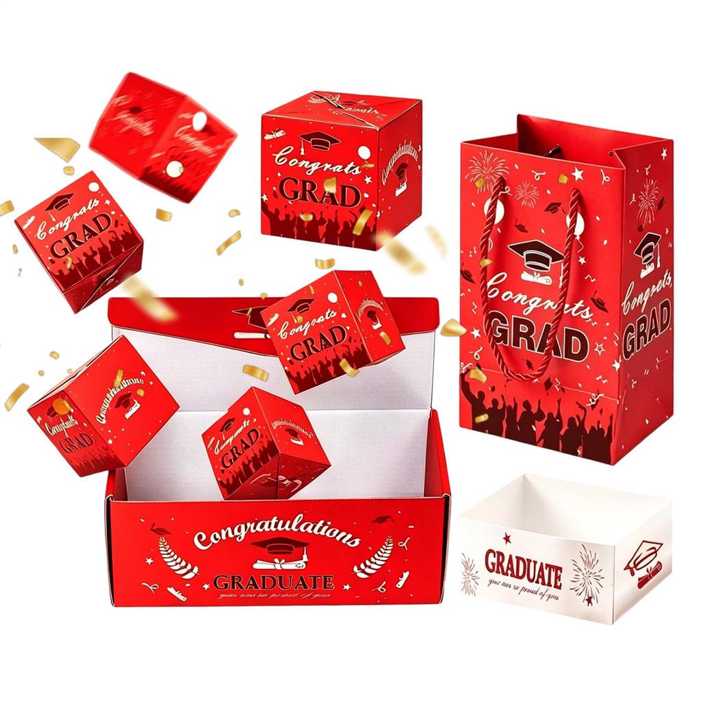 Surprise Pop-up Gift Box Graduation Cards Message Postcard Case Graduation Party Card Box Set DIY For School Student Parties