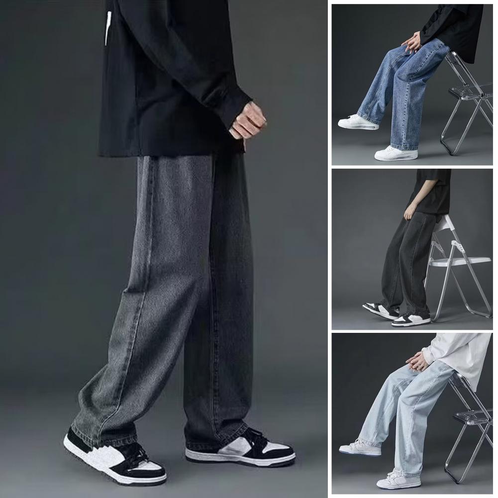Blugi pentru bărbați Pantaloni largi Pantaloni largi Moda largi Retro Drepți Pantaloni lungi spălat amestec de denim Salopete ocazionale Streetwear
