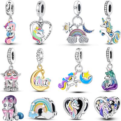 Serie Unicornio Soñador Cobre Arcoíris Nube Color Soñador Amuletos Cuentas 3 Mm Diy Fabricación de Joyería Fina