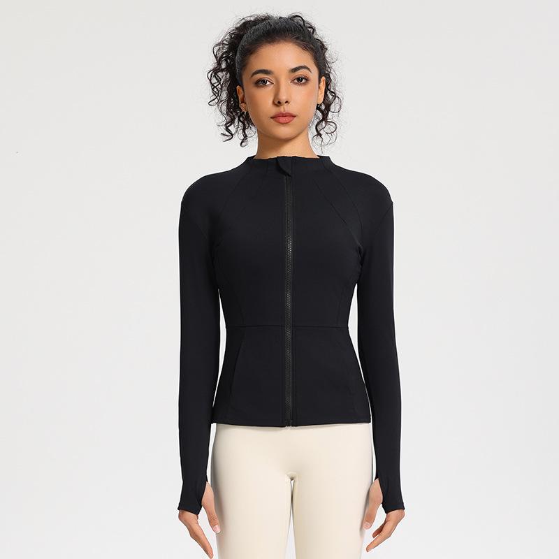 Giacca da Corsa da Donna Slim Fit ad Asciugatura Rapida - Manica Lunga, Top Casual con Zip per Palestra e Yoga, Primavera/Autunno.