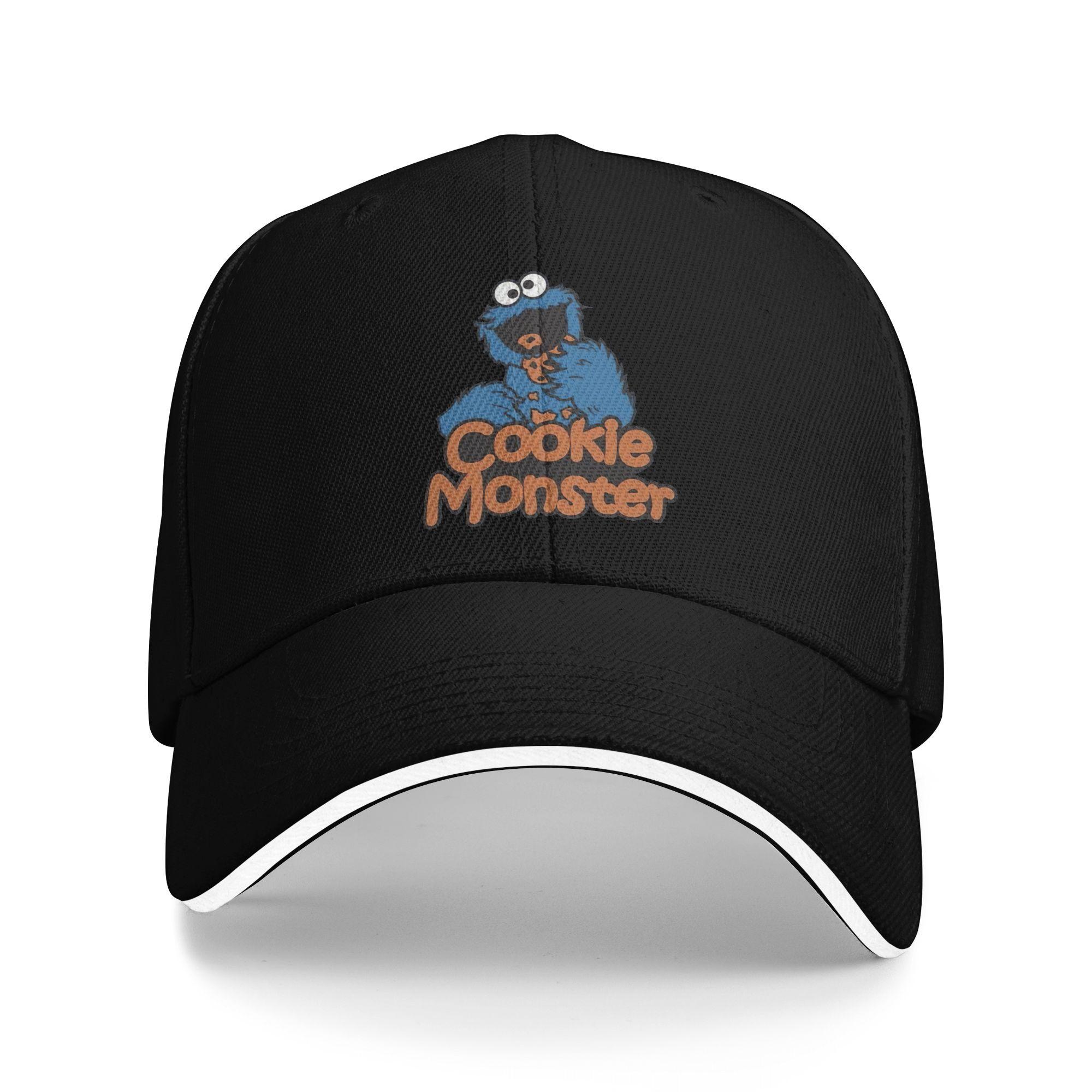 Cookie Monster Sesames Baseball Cap Hip Hop Cartoon Sandwich Cap Unisex Adjustable Hats Cap Outdoor One Size