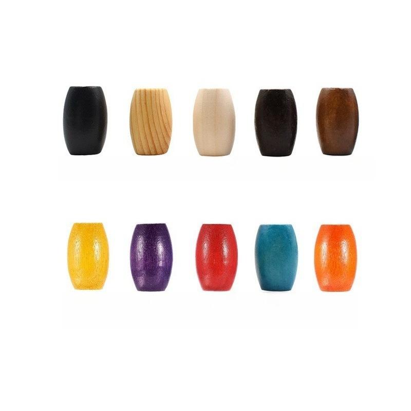 

10pcs 30*20MM Assorted Barrel Wooden Beads Oval Wood Beads Wood Nut Bead Large Hole Dyed Mixed Color