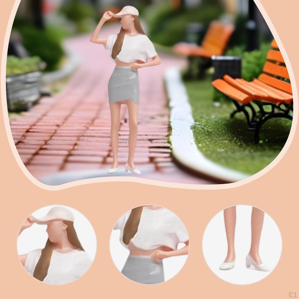 1/64 Scale Hat Girl Figure Tiny People Tabletop Decoration Diorama Accessory Display Mini Rein