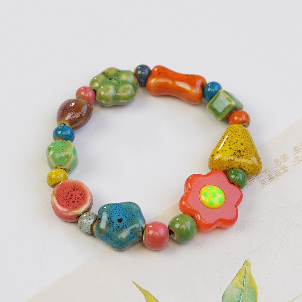 Ceramic beaded bracelet small fresh ancient style national style simple bracelet summer