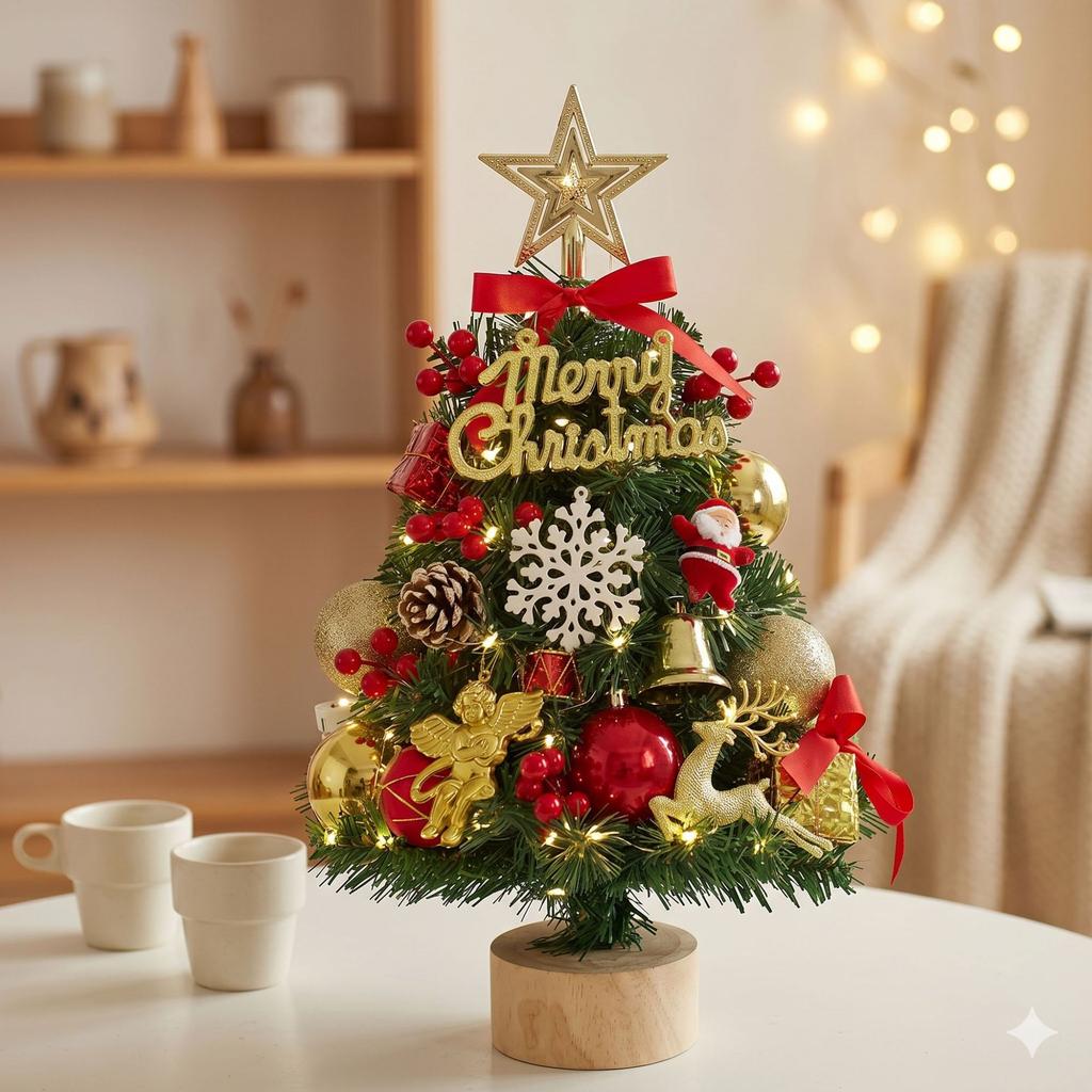 Christmas Tree Desktop Ornament Small Tabletop Holiday Decoration for Home