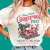 Disney Mickey and Friends Mickey's Fresh Farm Christmas Trees Shirt | Mickey and Friends Characters Group Xmas Lights Tee R302