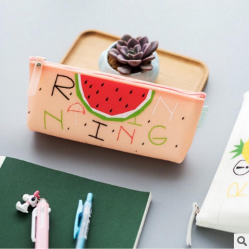 PVC jelly glue cute pencil bag Simple small large capacity stationery bag student school supplies storage bag pen case gifts