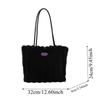 Stripe Plush Shoulder Bag Portable Commuting Handbag Polyester Furry Tote Bag  Women