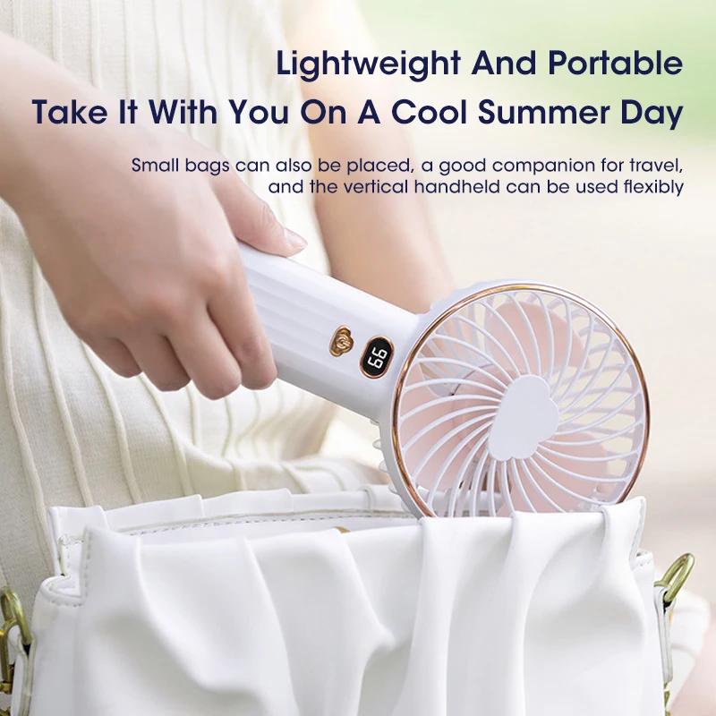 3000mAh Portable Mini Handheld Fan USB Rechargeable Digital Display for Office Home Travel Outdoor
