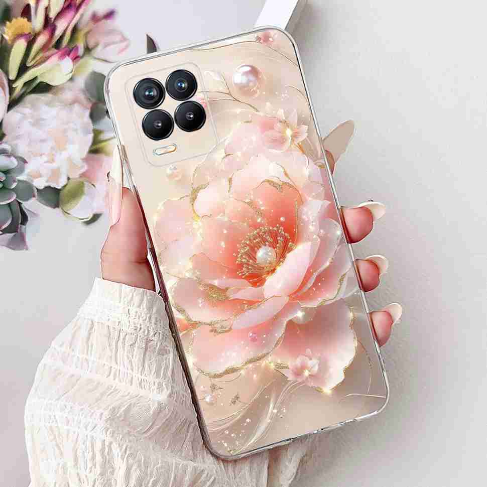 For Realme 8 4G RMX3085 Case Fashion Painted Flowers Soft Silicone TPU Cover For Oppo Realme8 realme 8 6.4" Phone Shell Bumper
