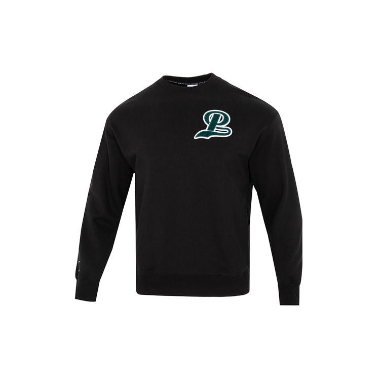 PUMA Team Crew Logo Sweatshirt Black Green Men s 539268-01 L