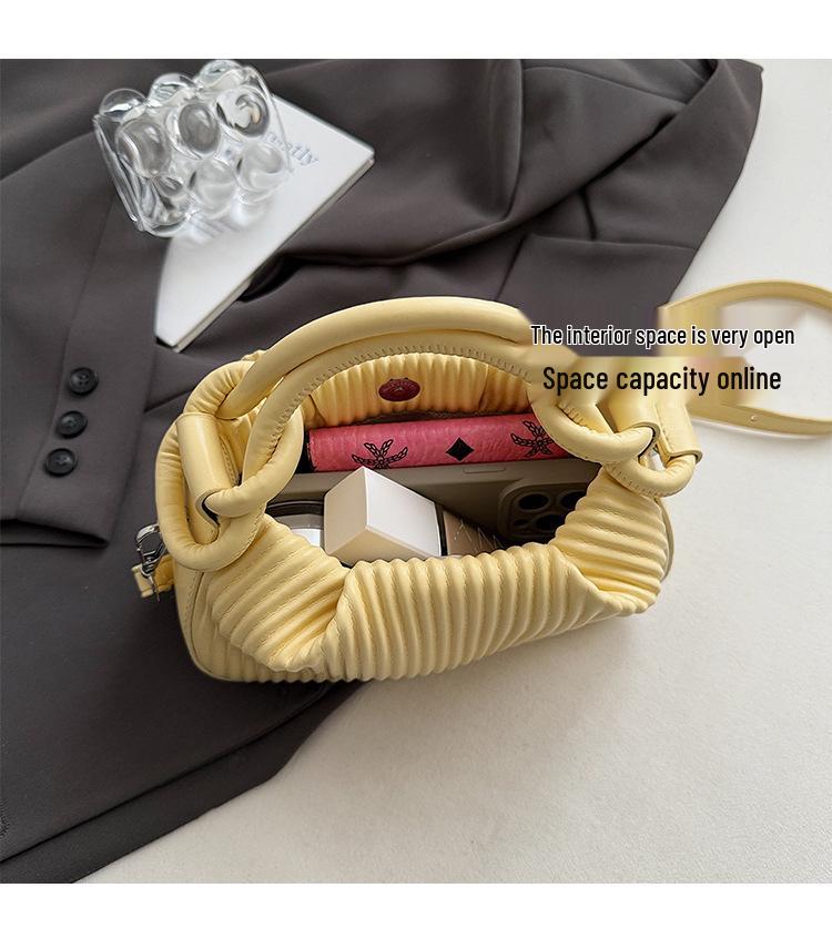 Versatile Striped Pleated Handbag - Women's 2025 Fashion Small Square Shoulder Bag