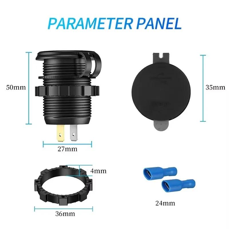 Dual Port USB Type C PD+QC3.0 Chargers Car 60W Cigarette Lighter for 12V/24V Motorcycle Truck Boat All Smartphone Fast Charging