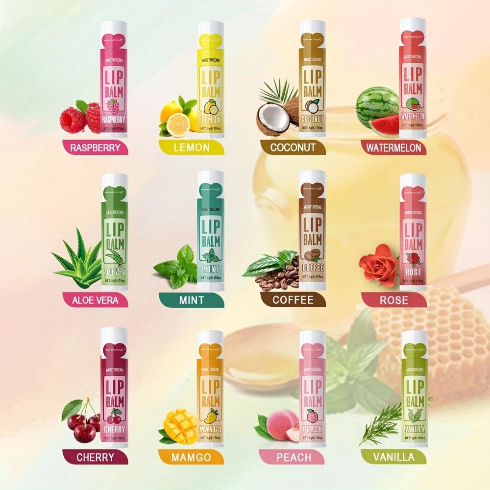 Moisturizing Lip Balm Set - 12PCS/Box, Long-Lasting Hydration, Deeply Moisturizing, Water Replenishing and Brightening