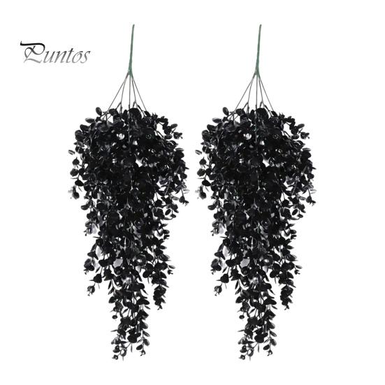 

2 шт. Хэллоуин подвесной искусственный эвкалипт жуткие искусственные черные листья ветка для дома и улицы настенные поддельные пластиковые растения черная зелень 2pcs