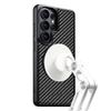 360-degree Rotating Magnetic Carbon Fiber Textured Phone Case for Samsung S26 Ultra S25 S24 S23 S22 Shockproof For Magsafe Cover