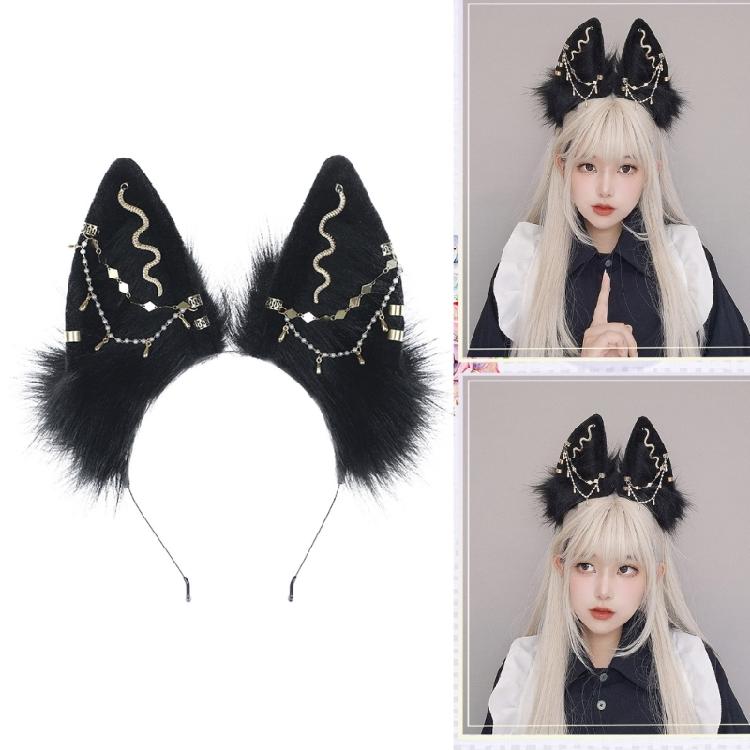 Gothic Plush Foxes Headband Woman Girls Cartoon Cat Ear Hairband for Photography